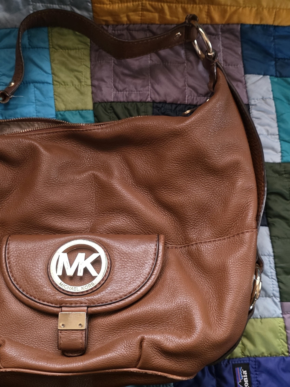 Michael Kors Brown Leather Shoulder Bag - Classic MK Logo